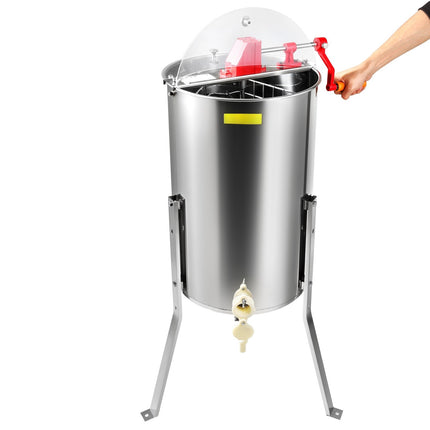 Manual Honey Extractor, 2/4-Frame Stainless Steel With Lid