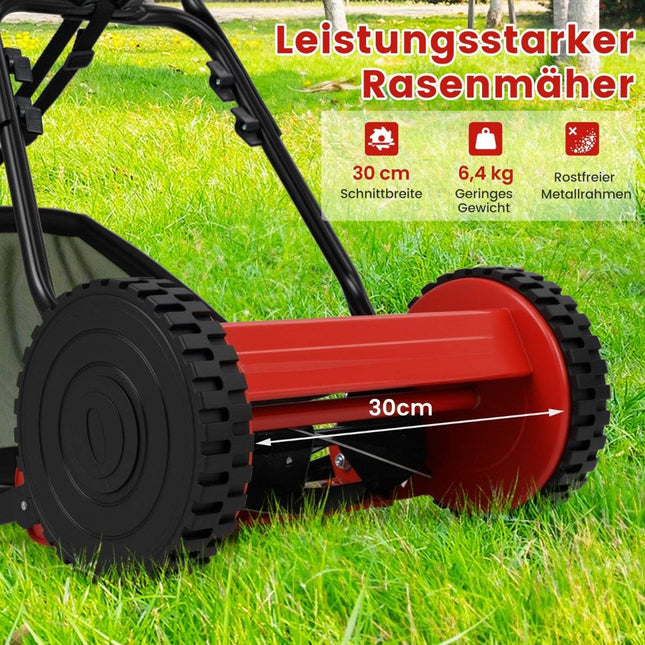 ruční sekačka na trávu, nůž 30 cm, koš na trávu 18,5 l