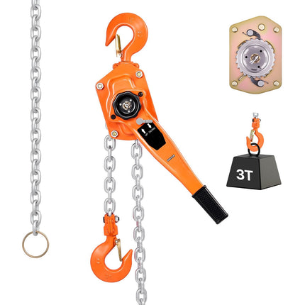 Manual Lever Chain Hoist, 3 Ton 6 m Lift, G80 Chain