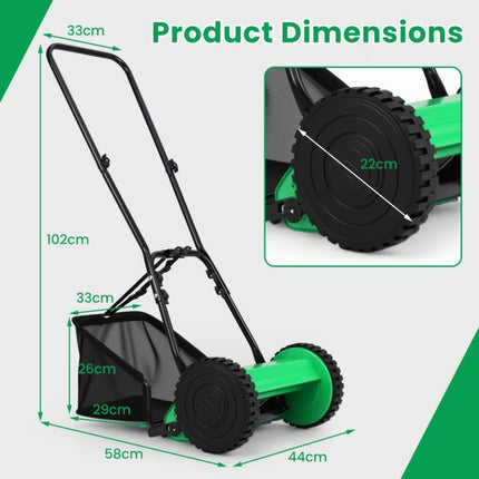 ruční vřetenová sekačka na trávu, záběr 30 cm, koš 18,5 l