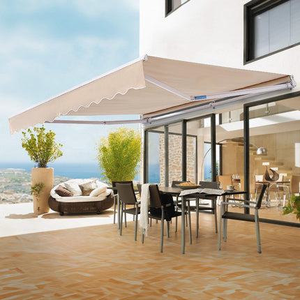 Manual Retractable Awning 10x8 Ft, Water-Resistant, Crank Handle