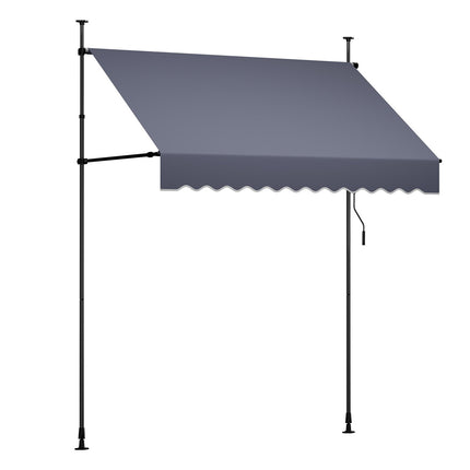 Manual Retractable Awning 200 cm, Adjustable Height, Dark Gray