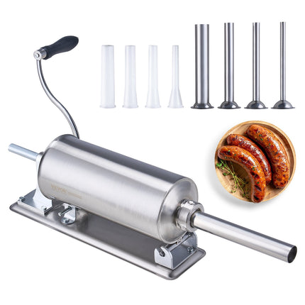 Manual Sausage Stuffer, 2.5L Horizontal, 8 Tubes