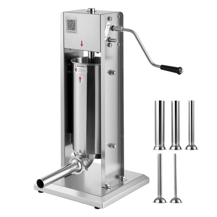 Manual Sausage Stuffer, 5L Stainless Steel, 5 Tubes