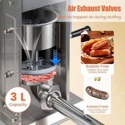 Manual Sausage Stuffer, 7 LBS Capacity, 4 Tubes, 2 Speeds