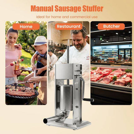 Manual Sausage Stuffer, 7 LBS Capacity, 4 Tubes, 2 Speeds