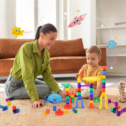 Marble Run Set, 150-Piece Maze, Glow Marbles, STEM Toy