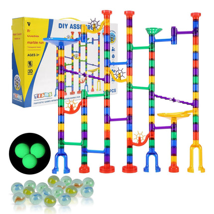 Marble Run Set, 150-Piece Maze, Glow Marbles, STEM Toy
