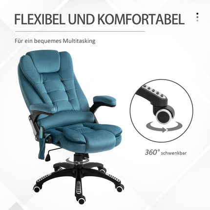 Ergonomická masážní kancelářská židle, výškově nastavitelná, modrá