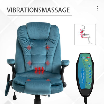 Ergonomická masážní kancelářská židle, výškově nastavitelná, modrá