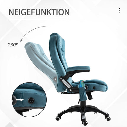 Ergonomická masážní kancelářská židle, výškově nastavitelná, modrá