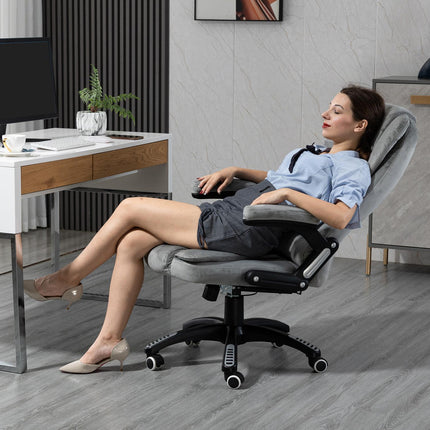 Ergonomická šedá masážní židle – výškově nastavitelná, kancelářská/herní