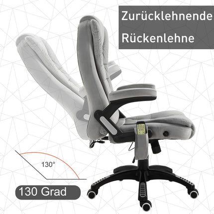Ergonomická šedá masážní židle – výškově nastavitelná, kancelářská/herní