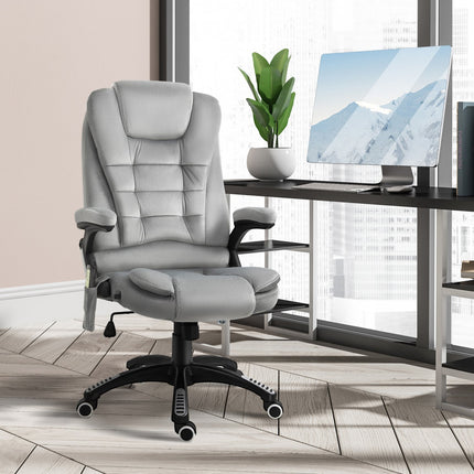 Ergonomická šedá masážní židle – výškově nastavitelná, kancelářská/herní