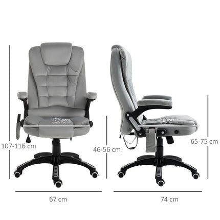 Ergonomická šedá masážní židle – výškově nastavitelná, kancelářská/herní