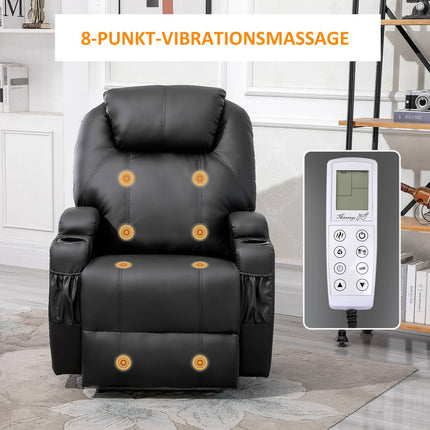Černé masážní křeslo z umělé kůže - polohovací relaxační