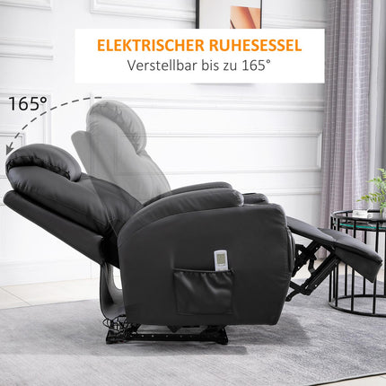 Černé masážní křeslo z umělé kůže - polohovací relaxační