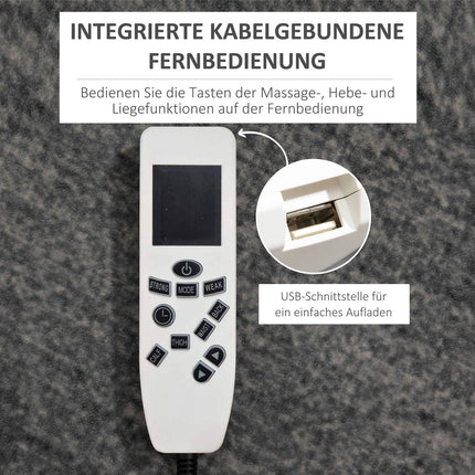 Polohovací masážní křeslo, USB a dálkové ovládání, nosnost 150 kg, černá