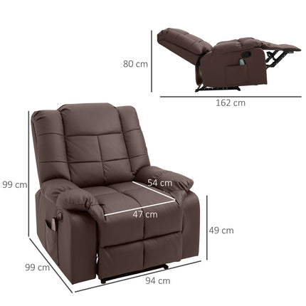Electric massage armchair, brown artificial leather, 94x99 Cm