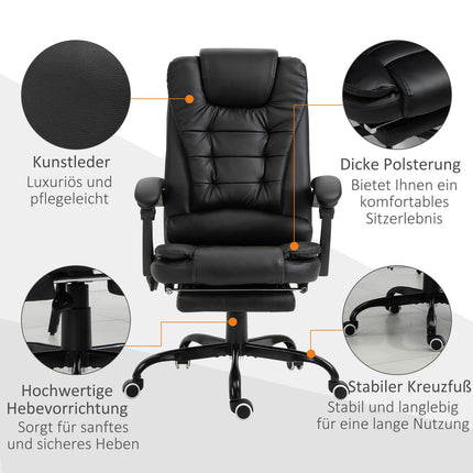 masážní křeslo se 7 body, nastavitelný sklon a podnožka