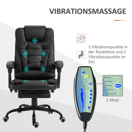 masážní křeslo se 7 body, nastavitelný sklon a podnožka