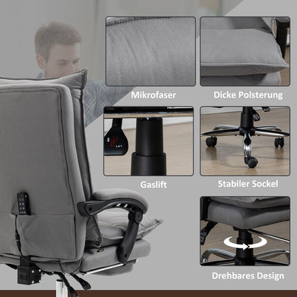 Ergonomická kancelářská židle s vyhříváním, naklápěním, podnožkou, nastavitelná výška