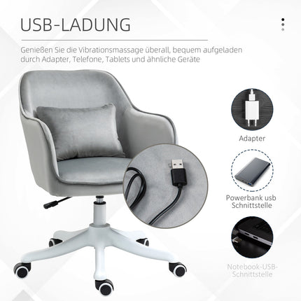 Kancelářská masážní židle – samet, vibrace, bederní opěrka