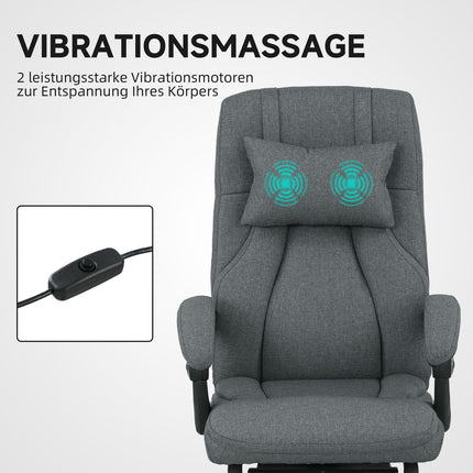 kancelářská židle s masáží, USB port, otočná kolečka, tmavě šedá