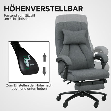 kancelářská židle s masáží, USB port, otočná kolečka, tmavě šedá