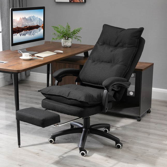 Ergonomická kancelářská židle, masáž a polohování s podnožkou, černá