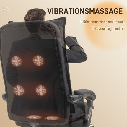 Ergonomická kancelářská židle, masáž a polohování s podnožkou, černá
