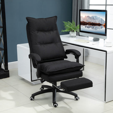 Ergonomická kancelářská židle, masáž a polohování s podnožkou, černá