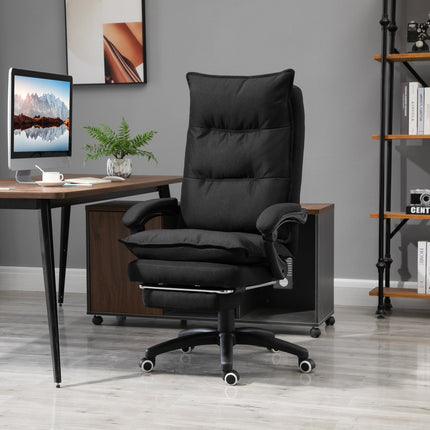 Ergonomická kancelářská židle, masáž a polohování s podnožkou, černá