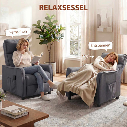 Massage Recliner Chair With Footrest, 160 Recline, Gray