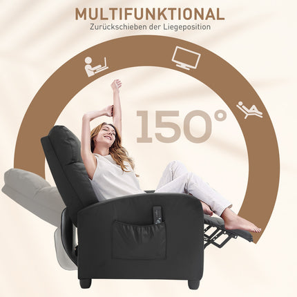Polohovací masážní a relaxační křeslo, černá PU pěna