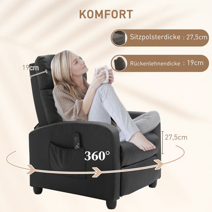 Polohovací masážní a relaxační křeslo, černá PU pěna