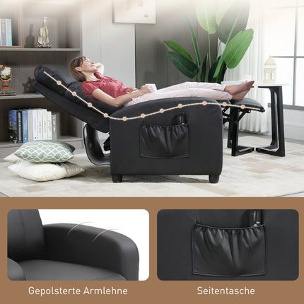 Polohovací masážní a relaxační křeslo, černá PU pěna