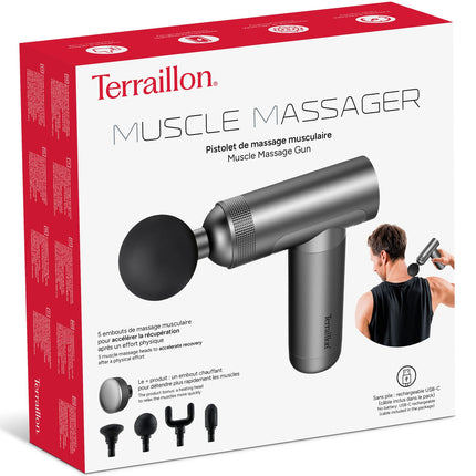 Masážní pistole Muscle Massager s vyhříváním, 5 nástavců
