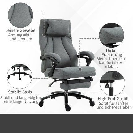 Ergonomic reclining gray office chair - adjustable in height