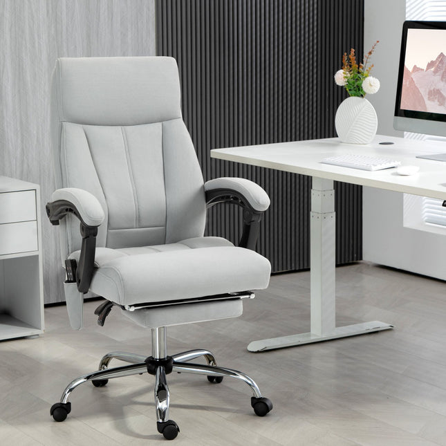 Ergonomická polohovací kancelářská židle s podnožkou, světle šedá