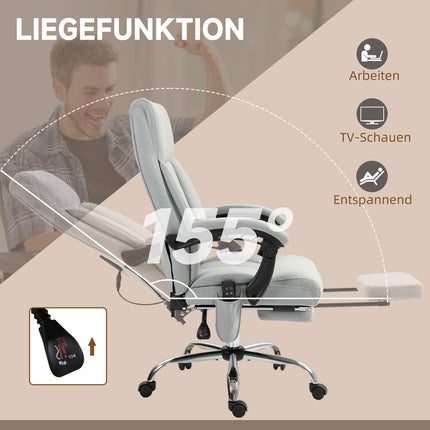 Ergonomická polohovací kancelářská židle s podnožkou, světle šedá
