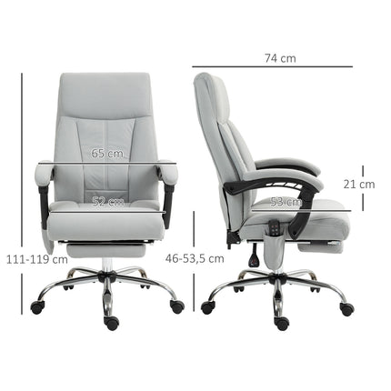 Ergonomická polohovací kancelářská židle s podnožkou, světle šedá