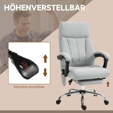 Ergonomická polohovací kancelářská židle s podnožkou, světle šedá