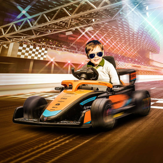 Orange electric car for children, 2-speed, remote control, 30 kg capacity