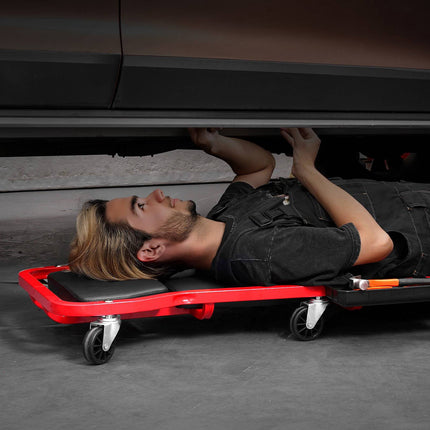 Mechanic Garage Creeper 44 in, 300 lb, Adjustable Headrest, Tool Tray