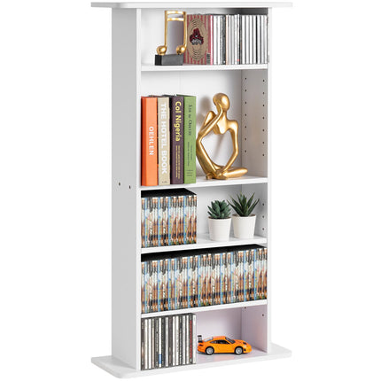 Media Storage Cabinet, 5-Shelf Holds 240 CDs, White