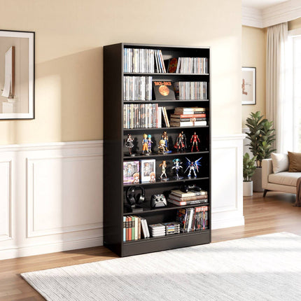 Media Storage Cabinet, 7-Tier DVD Shelf, 70x30x140 cm