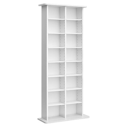 Media Storage Cabinet, 8-Tier DVD CD Shelf, White
