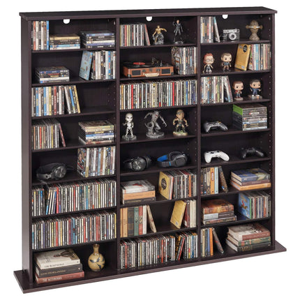 Media Storage Cabinet, 8-Tier DVD Shelf, Brown