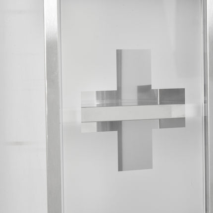 Medicine cabinet in stainless steel with frosted glass, 20x12x58 cm